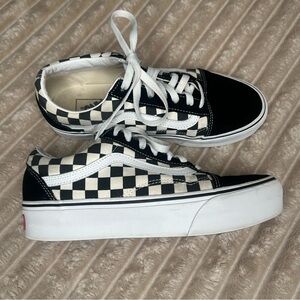 Vans Checkerboard Black and White Platform Old Skool Sneakers